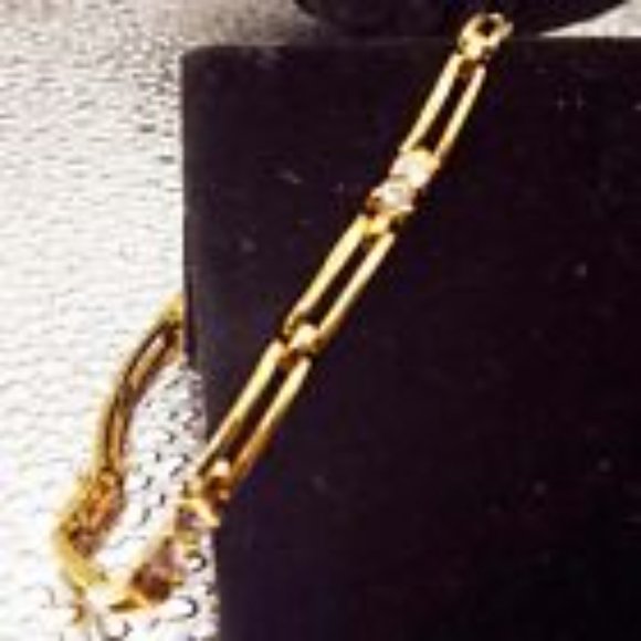 ESTATE GOLD CLAD STERLING SILVER WITH CRYSTALS BRACELET 12 - Picture 3 of 3